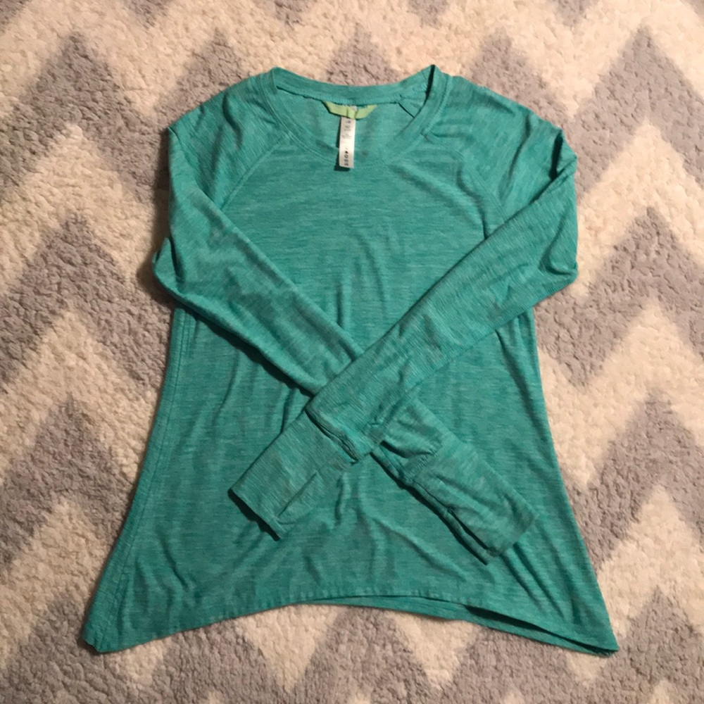 Girls Size 12 Active Wear Long Sleeve T Teal
